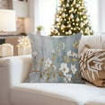 thumbnail image 4 of Ethan Taylor Floral Throw Pillow Soft Cushion Cover 'Les Fleurs Flowers' Modern Pattern Decorative Square Accent Pillow Case, 20x20 Inches, Gray, Gold, 4 of 5