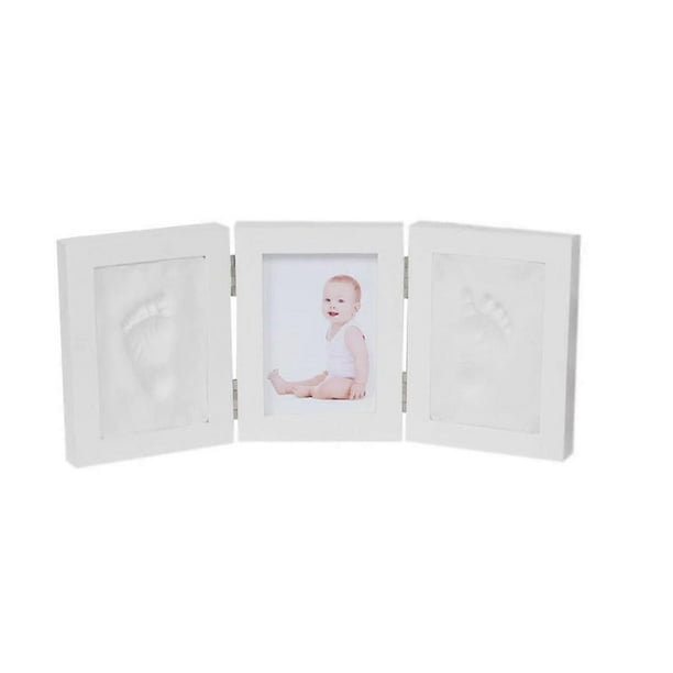 5 Inch -Fold Without Cover Newborn Baby Handprint Foot Print Picture Frame with Clay Kits Baby DIY Souvenirs Toy Gift