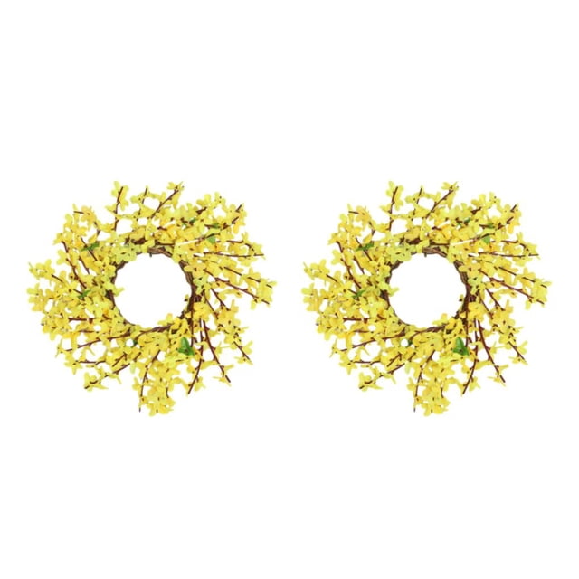 Shengyu 1/2/3 Artificial Flower Wreath Florals Garland Spring Rattan Hoop Hanging Ornament Colorful Green Leaf Front Door Window Wedding 30cm/encryption type 2PCS