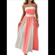thumbnail image 1 of Vestido con Tirantes Finos y Colores Contrastantes para Mujer, Elegante, de Cintura Alta y con Aberturas Laterales. Melocotón S, 1 of 7