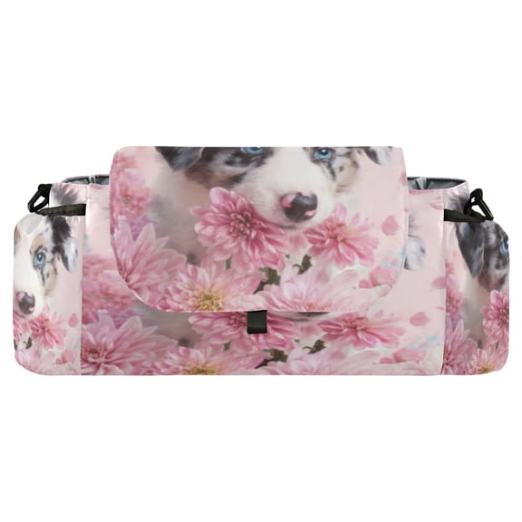 DIXRUYEE Stroller Organizer Pink Petal Pup Printed