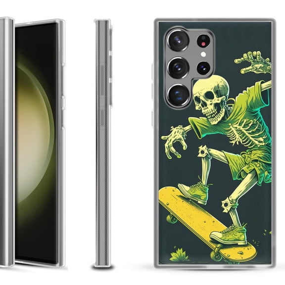 Slim-Fit Fashion Phone Case for Samsung Galaxy S23 Ultra, by OneToughShield ® - Skeleton Skater