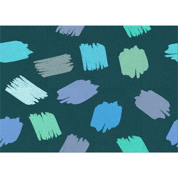 Ahgly Company Indoor Rectangle Patterned Medium Teal Green Area Rugs, 8' x 10'