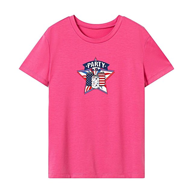 Camiseta para Mujer de Verano con Cuello Redondo Y Cuello Redondo para Vacaciones Y Caminar para Mujer L