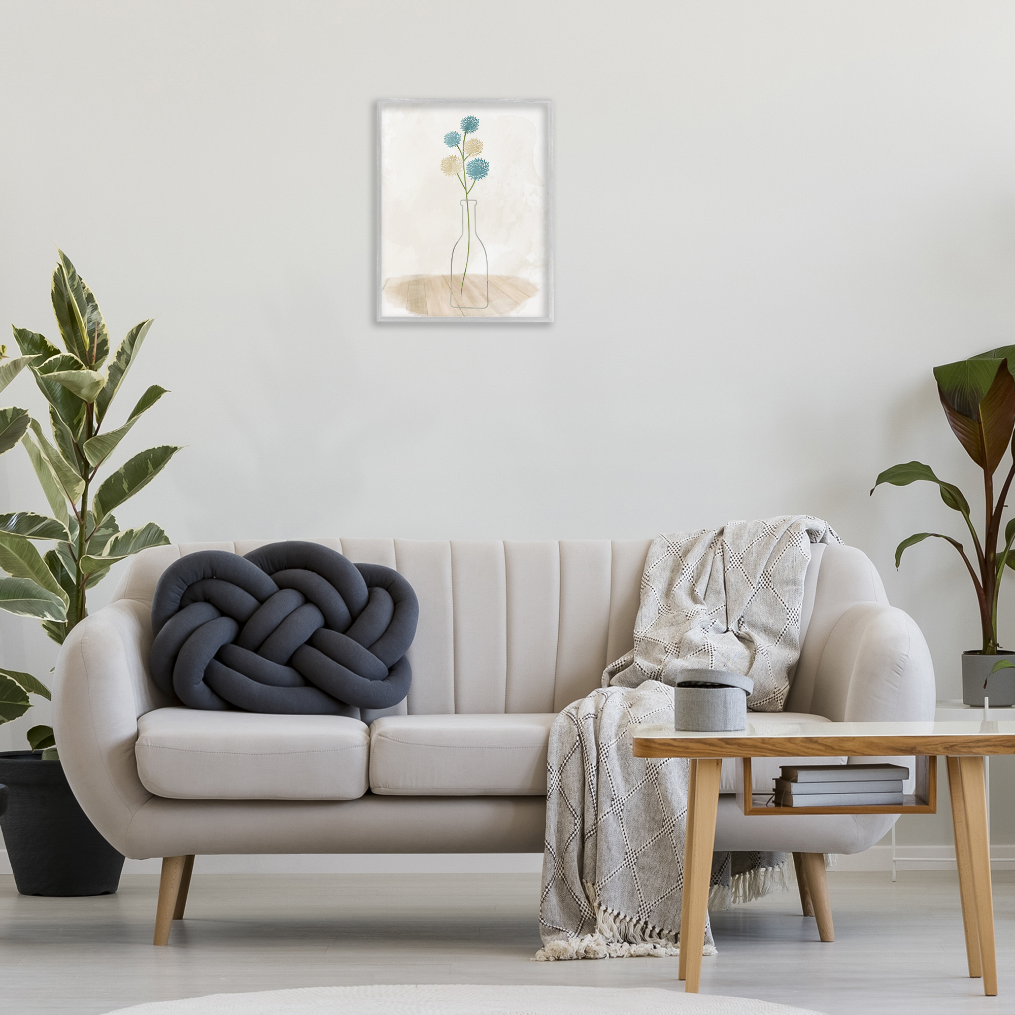 Stupell Industries Simple Bud Vase Botanical & Floral Painting Gray Framed Art Print Wall Art, 16 x 20