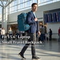 thumbnail image 4 of 17" Travel Backpack for Men Carry on Backpacks Fit 15.6" Laptop, Small Flight Approved Bag with 16 Pockets, Water Resistant Casual Daypack School College Business 25L, Blue Green, 4 of 10