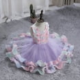 thumbnail image 4 of XEGLSBU Dresses for Girls Sleeveless Floral Dress Layered Party Tutu Skirt for Celebration ( Purple Size9-10 Years ), 4 of 6