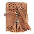 thumbnail image 1 of SeOSTO - Bolso bandolera pequeño para mujer, portafolios con borlas, regalos para adolescentes, Marrón, Small, 1 of 5