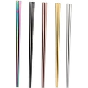 5 Pairs Stainless Steel Chopsticks Set, Metal Chopsticks, Reusable, Dishwasher Safe (5 Colors)