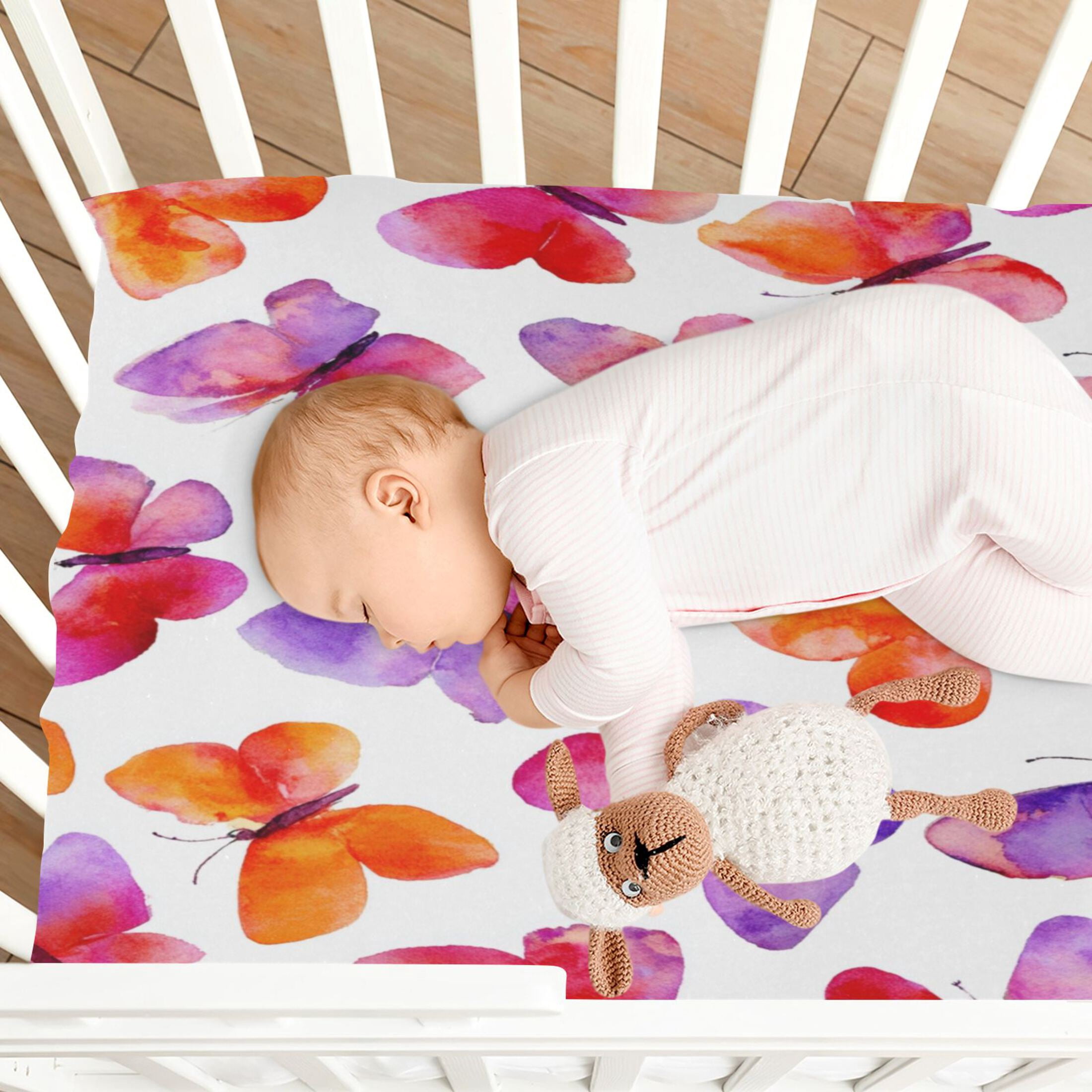 Baby Essentials 52”x 28”- Standard Cotton-like Modal Elastic- Red Watercolor Pattern Design Crib Sheets for Newborns and Toddlers