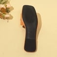 thumbnail image 3 of HomeDM Women's Leather Slide Sandals Flat Square Open Toe Summer Comfortable Slip On Beach Sandals, Orange Size 9, 3 of 4
