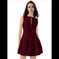 thumbnail image 2 of Vestido Mini Sin Mangas de Corte A para Mujer, de Verano, con Lazo, para Fiesta en Club, con Cremallera Corta Vino Tinto M, 2 of 10