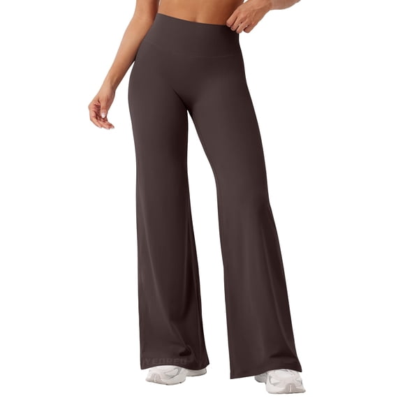 Leggings YEOREO de tiro alto y pierna recta color marrón oscuro