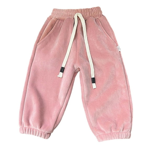 SGMVNU Girl's Sweatpants, Winter Warm Thick Joggers Trousers for Girl, Kids Casual Jogger Pants with Drawstring and Pockets(Size 9-10 Years, Pink)