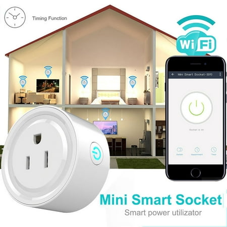 Mini WiFi Smart Remote Control Timer Plug Switch Outlet US Plug Home (Best Wifi Light Switch)