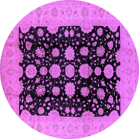 Ahgly Company Indoor Round Oriental Purple Industrial Area Rugs, 4' Round