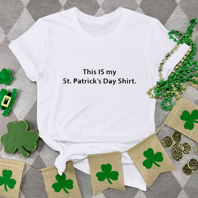 T-shirts de la Saint-Patrick pour Femmes, Col Rond, Manches Courtes, Imprimé Arbre de Noël
