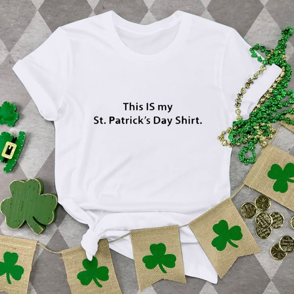 St. Patricks Day Shirts for Women Casual Round Neck Short-sleeved Christmas Tree Printed T-shirt Top Saint Patricks Day Shirt