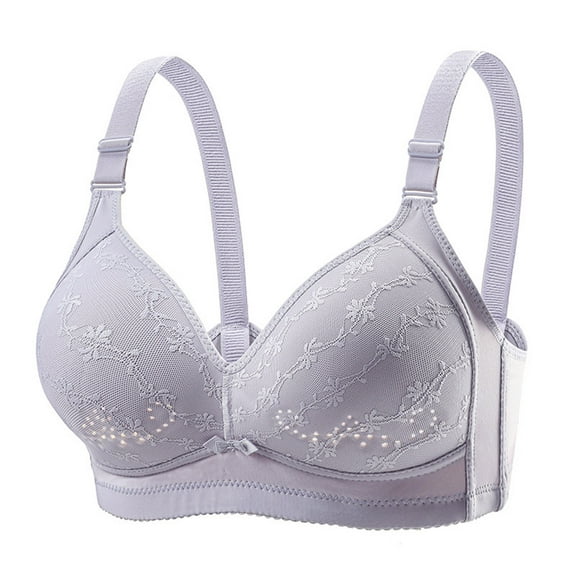 AINIYS Breathable Everyday Bras Wireless Thin Fabric Bralettes Soft Cup Bra Wide Straps Plus Size Bralette Secure Fit Bra for Women Silver 36/80