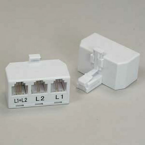 ACCL RJ11 6P4C Line Splitter, Line1/Line2/Line1 Line2, 3 Pack