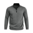 thumbnail image 5 of Busydd Quarter Zip Pullover Men with Quilted Texture Fashion Stand Collar Solid Color Long Sleeve Men's Sweatshirts L, 5 of 9