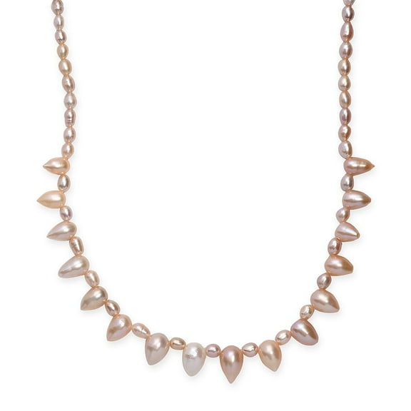 Multi Color Fresh Water Pearl Necklace in 18K Vermeil Yellow Gold Over Sterling Silver 18 Inches Christmas Gifts