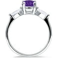 thumbnail image 5 of Three Stone Ring Kite Shape Amethyst Cubic Zirconia White Tone 925 Sterling Silver, Size 9, 5 of 7