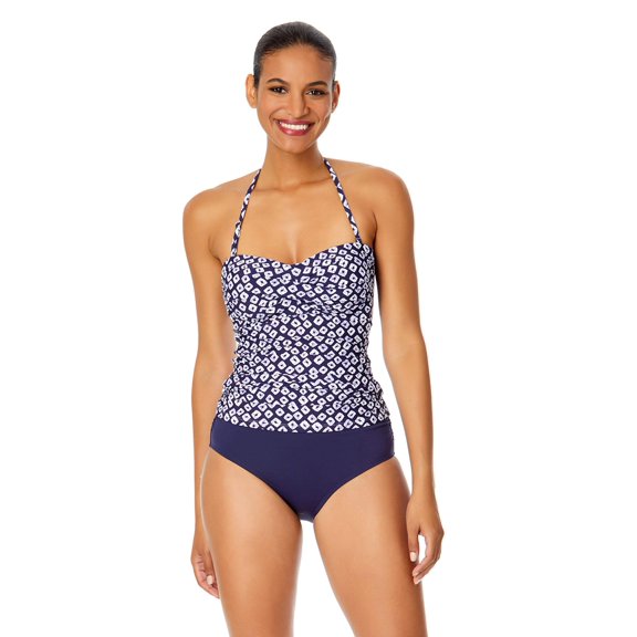 Anne Cole womens Twist Front Shirred Bandeaukini, l