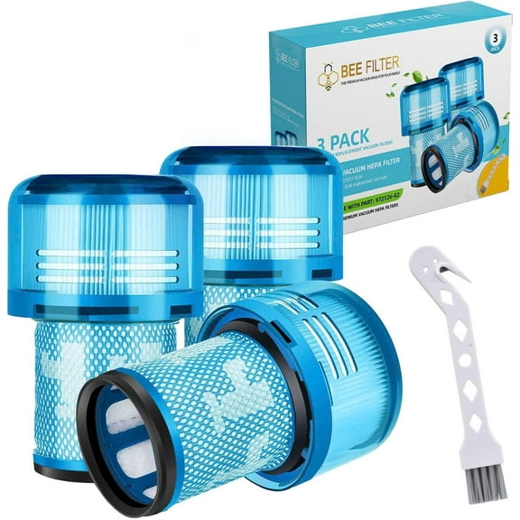 Bee Filter 3-Pack Blue Premium True HEPA Replacement Filters compatible with Dyson V12, V12 Detect, V12 Detect Slim, V12 Detect Slim Absolute, V12 Filter Replacement, Part no. 971517-01