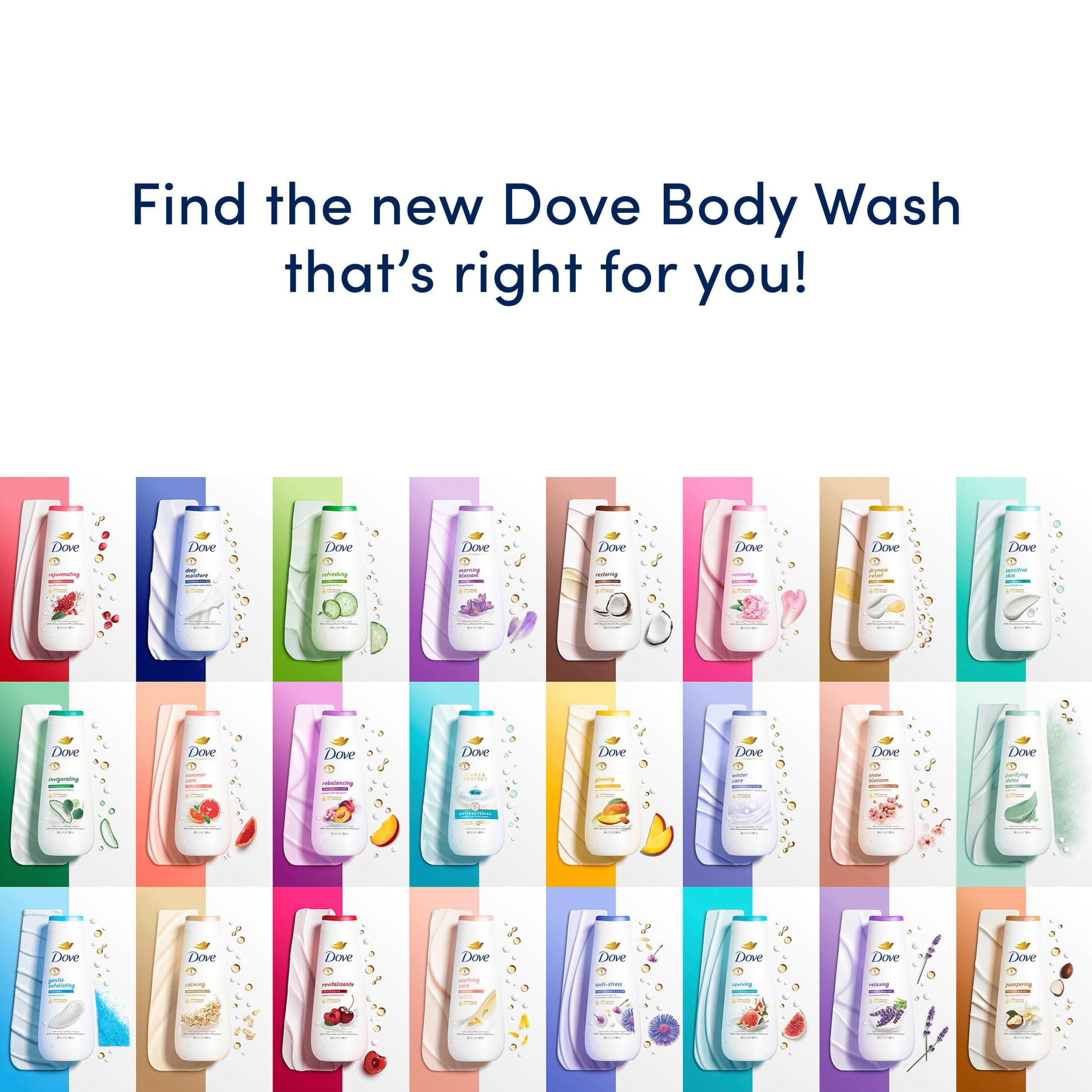 Dove Calming Long Lasting Gentle Women's Body Wash All Skin Type, Oatmeal and Rice Milk, 20 fl oz