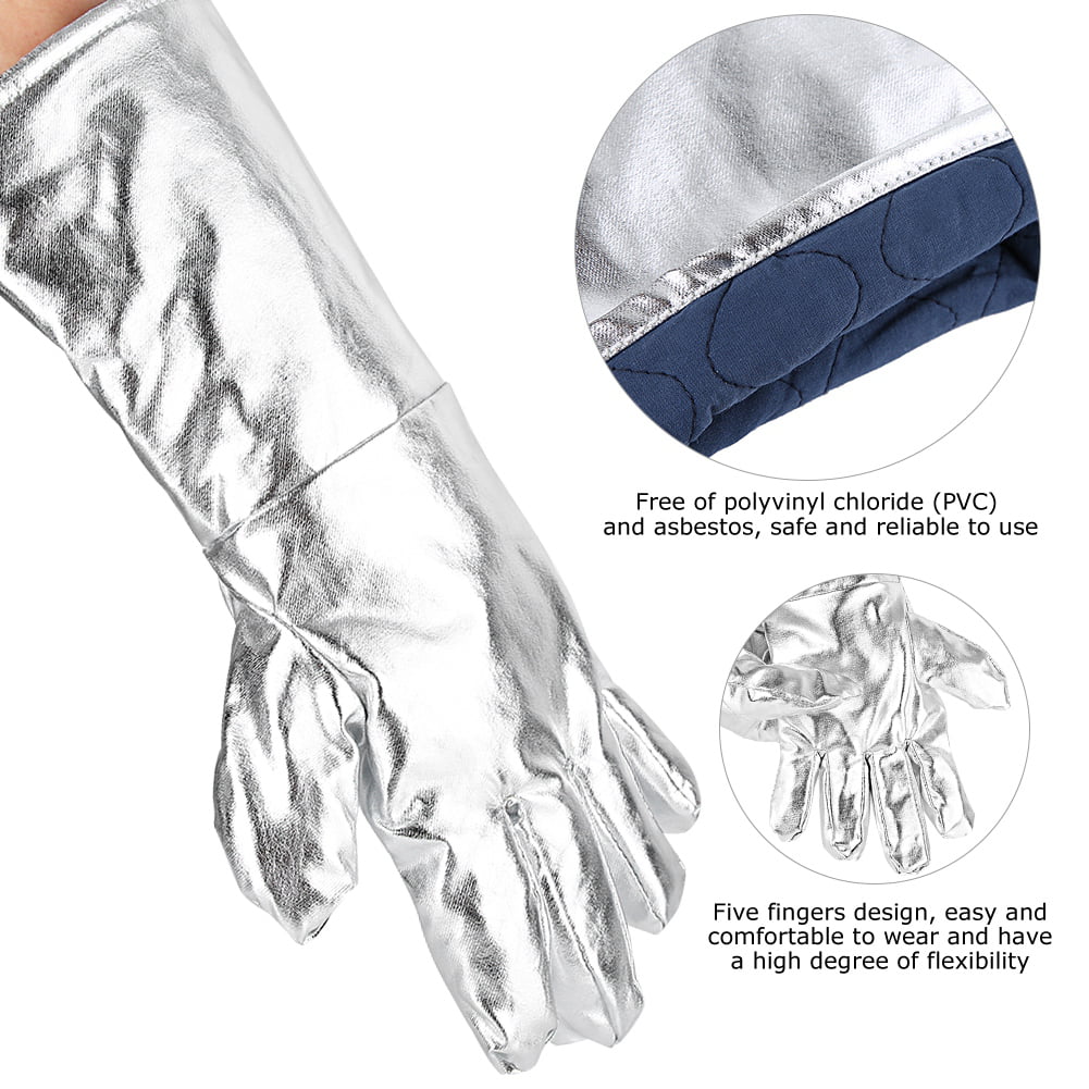 Aluminum Foil Gloves High Temperature Resistant Fireproof Five Finger Gloves 