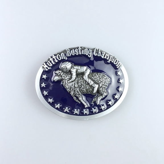 Vintage Style Blue Enamel Mutton Busting Cowboy Cowgirl Wildlife Belt Buckle Hebilla also Stock in the US