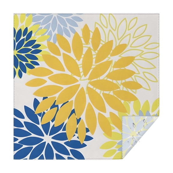 Yellow Floral and Petal Pattern Square Tablecloth,Waterproof Square Table Cover,Wipeable Spillproof Washable Table Cover for Home Kitchen Party Decor 42"X42"(107x107cm)