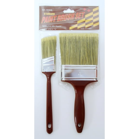 2pc PAINT BRUSH Set 1.5" Angled & 4" 100% POLYESTER FOR ALL PAINTS Value Series