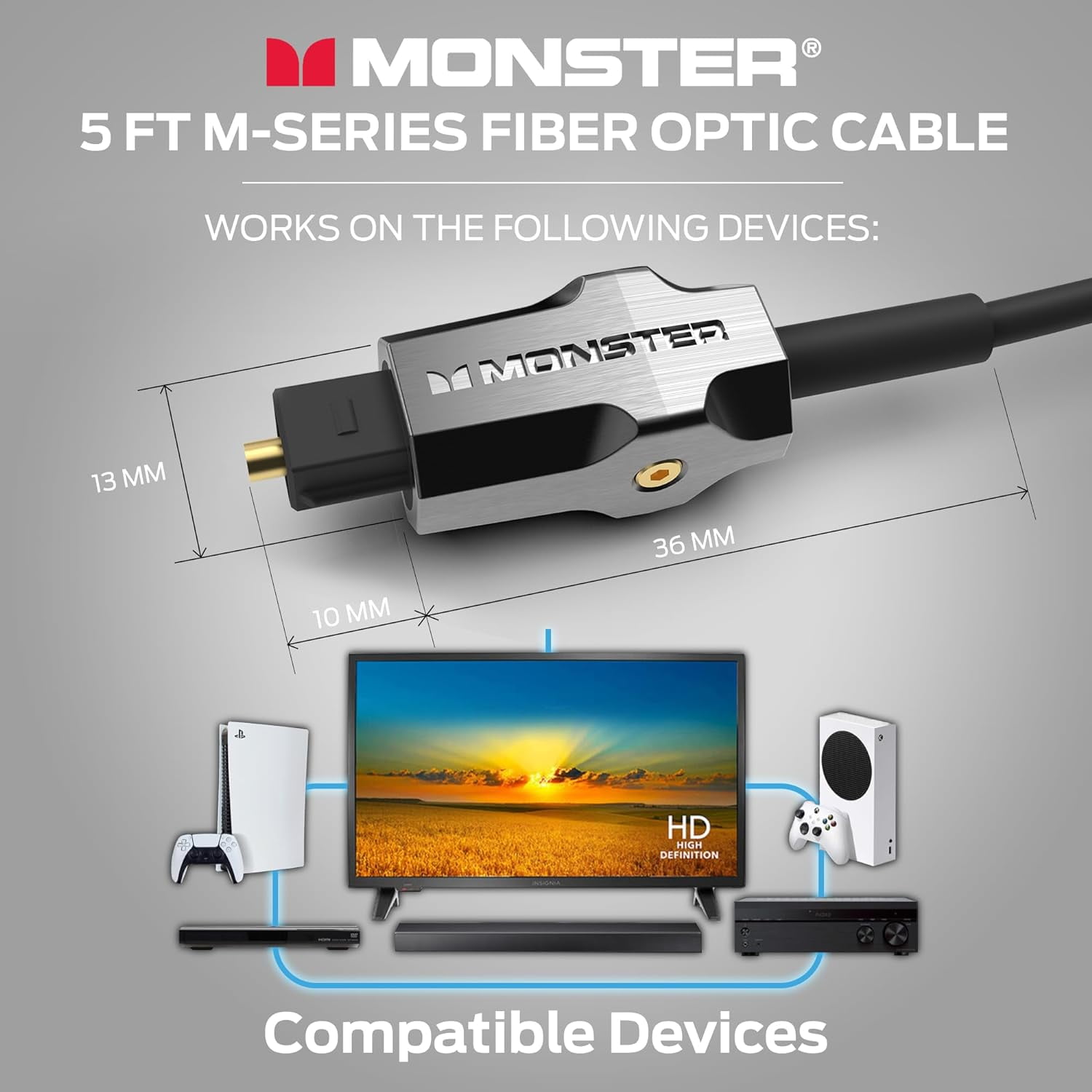Monster Cable M1000 Indoor Fiber Optic Audio to Fiber Optic Audio