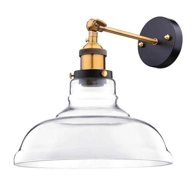 DELight Vintage Industrial 11" Flashlight Shape Glass Light Wall Sconce Edison Lamp for Cafe Kitchen Transparent
