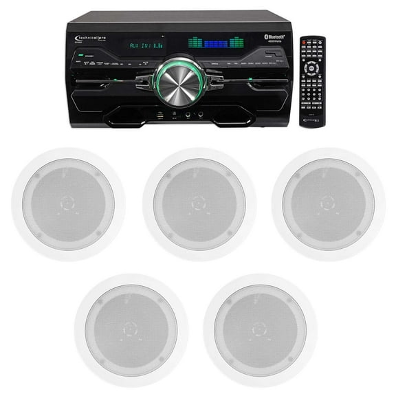 DV4000 4000w Bluetooth Home Theater DVD Receiver 5) 5.25" White Ceiling Speakers
