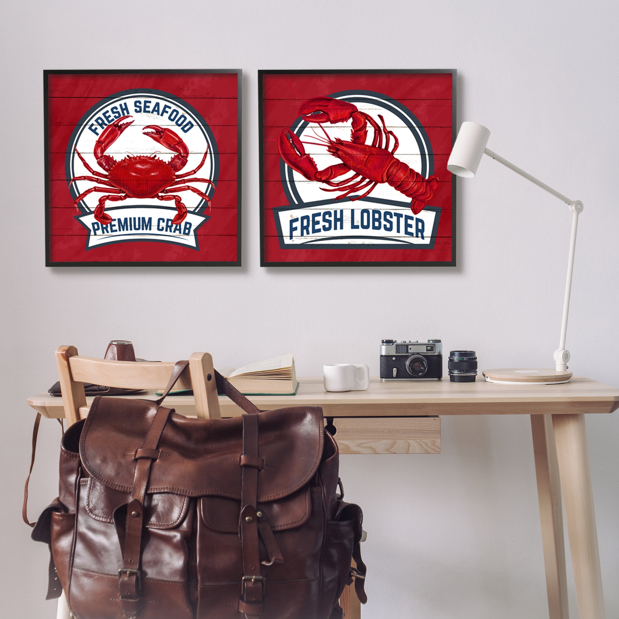 Stupell Industries Fresh Crab & Lobster Animals & Insects Painting Black Framed Art Print Wall Art, 24 x 24, Set of 2