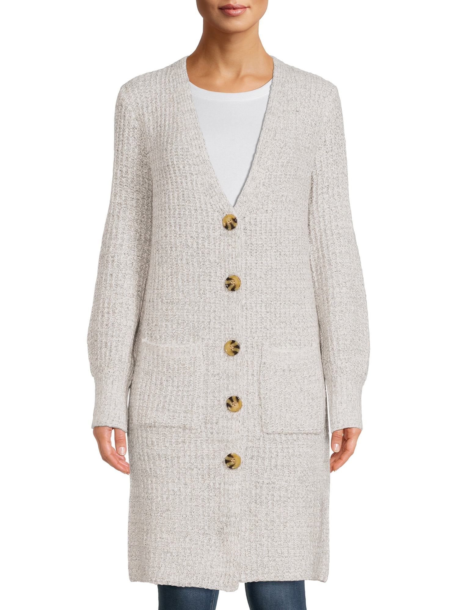 stone polka dot balloon sleeve cardigan