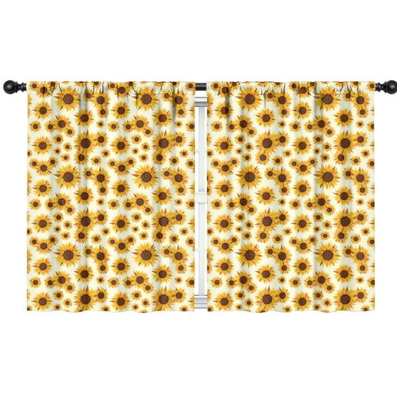Blackout Kids Curtains,Beige Sunflower Pattern Childrens Insulated Curtains Set Of 2,Bedroom Essentials,Toddler Room Decor 42"x54"