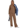 thumbnail image 3 of Lounge Sets for Women 2025 V Neck 2 Piece Outfits Airport Wide Leg Pants Matching Set Sweatsuits, 3 of 10