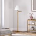 thumbnail image 6 of 62" Gold And White Swing Arm Floor Lamp With White Fabric Empire Shade, 6 of 10