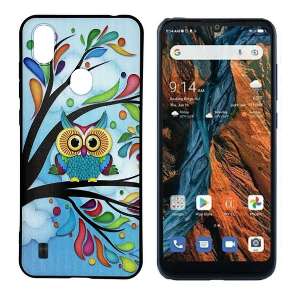Compatible for Verve Connect Z6103 TPU 1-Piece Cover Case   Tempered Glass - Owl