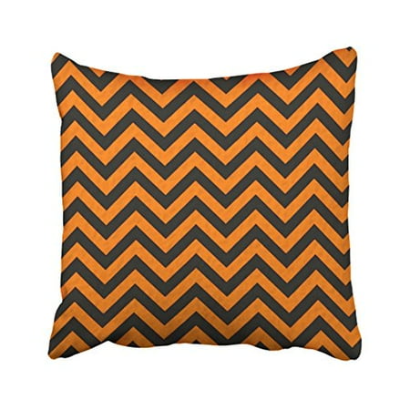 Winhome Orange And Black Chevron Stripes Halloween Throw Pillow