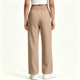 thumbnail image 7 of Resicozy Girls High Waised Dress Pants Wide Leg School Uniform Trouser, Casual Button Zipper Trousers with Pockets, Stretch Slacks Khaki 150, 7 of 7