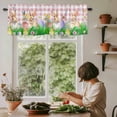 thumbnail image 6 of Easter Bunny Rod Pocket Curtain Valance, Spring Easter Eggs Floral Pink Plaid Farmhouse Window Valance for Living Room, Bedroom, Kitchen 42"W x 12"L, 6 of 9