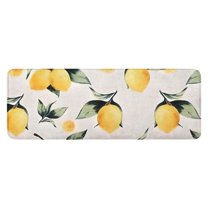 Yellow Lemon Fruits White Pattern Kitchen Rug Mat,Kitchen Runner Rugs Non Skid Washable,Decorative Kitchen Floor Mats for Kitchen,Sink,Laundry,17"x47.2"