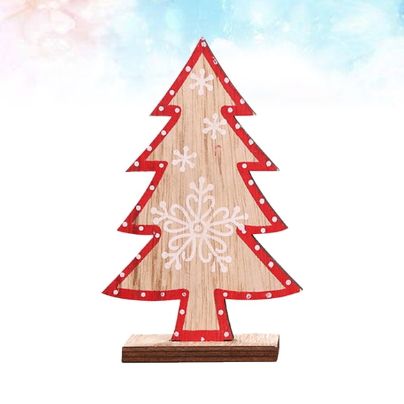 SHOWERORO Holiday Table Decor Rustic Tree Decor Wood Grain Small Tree 1Pack