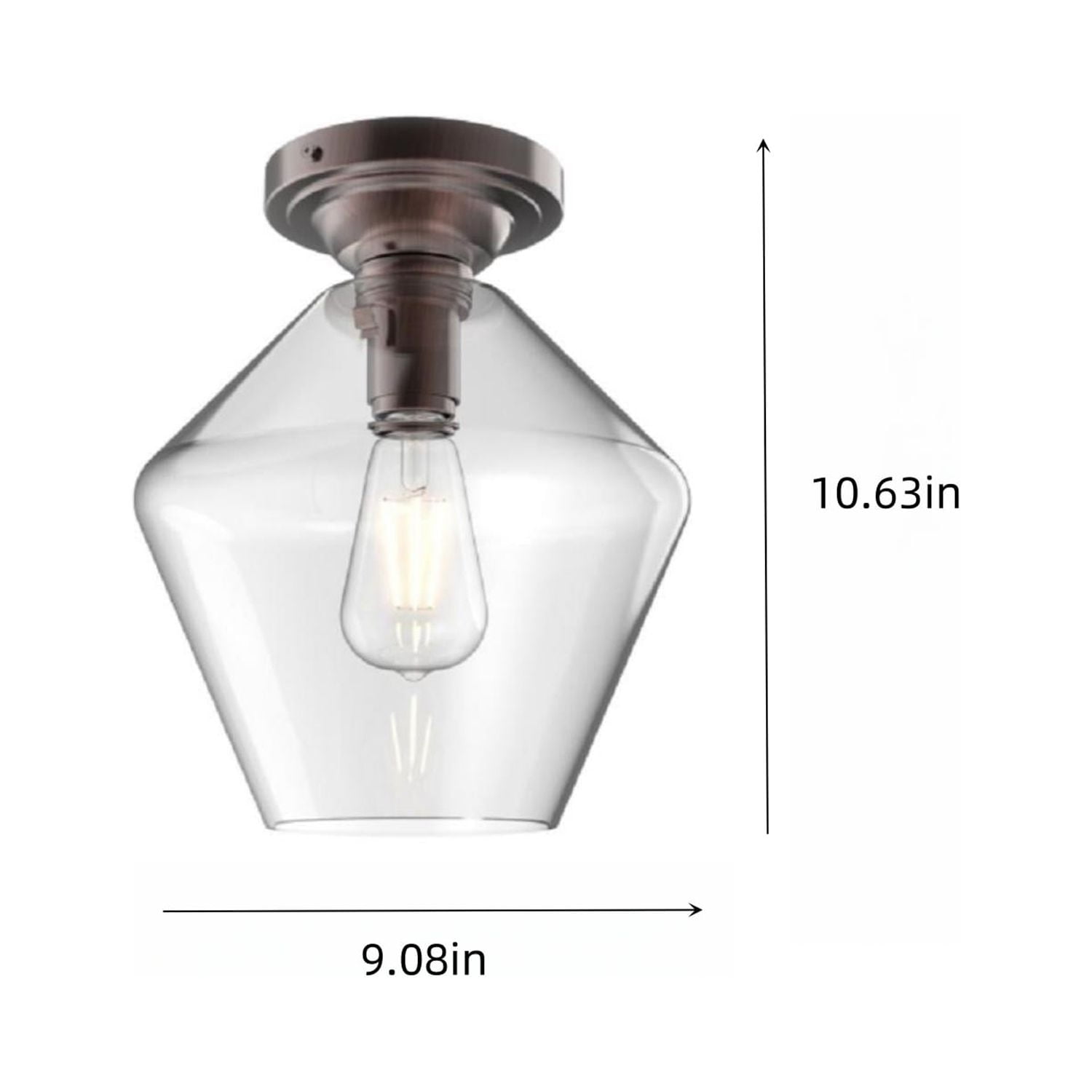 Better Homes & Gardens 9" Farmhouse Bronze Flush Mount Ceiling Light, Metal Base Clear Glass Shade