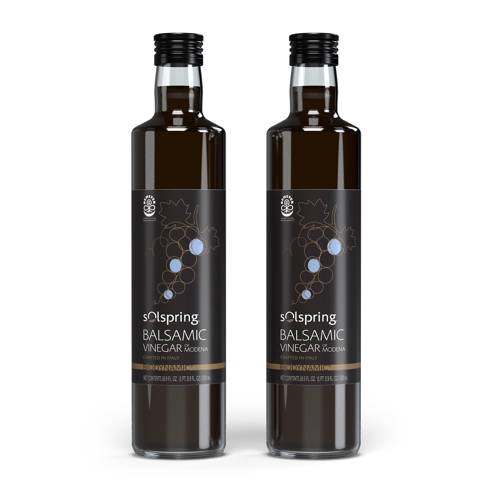 Dr. Mercola Solspring Biodynamic Balsamic Vinegar of Modena,  (16.90 Fl. Oz.), non GMO, Gluten Free, Soy Free, Demeter Certified